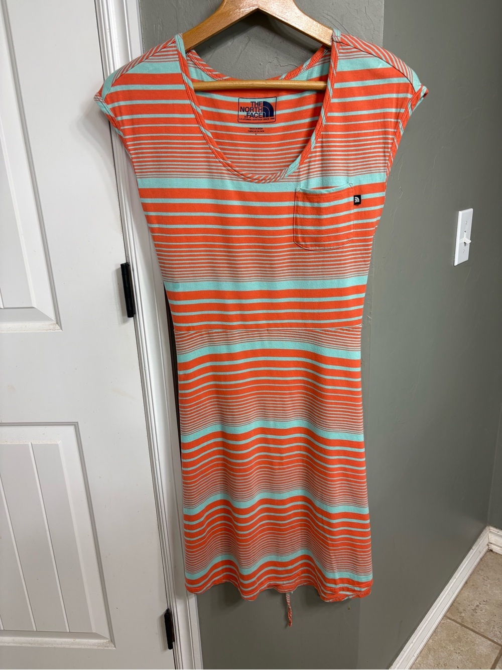 The North Face Coral and Mint Striped Tee